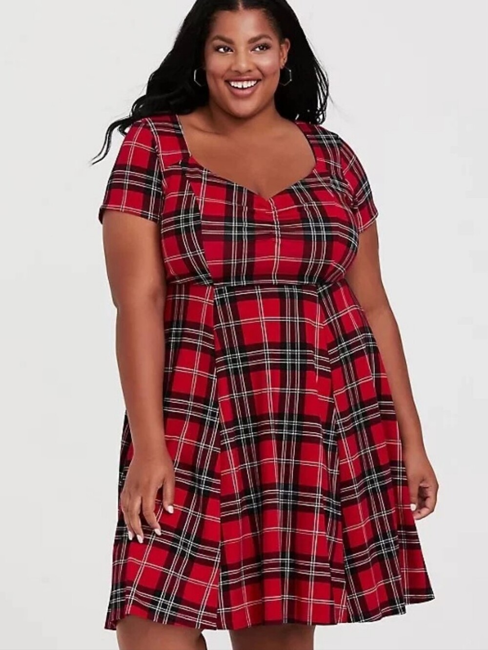 Torrid Original Premium Ponte Red Plaid Sweetheart Skater Dress Size 2X …